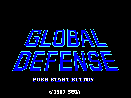 Global Defense title screen for Sega Master System